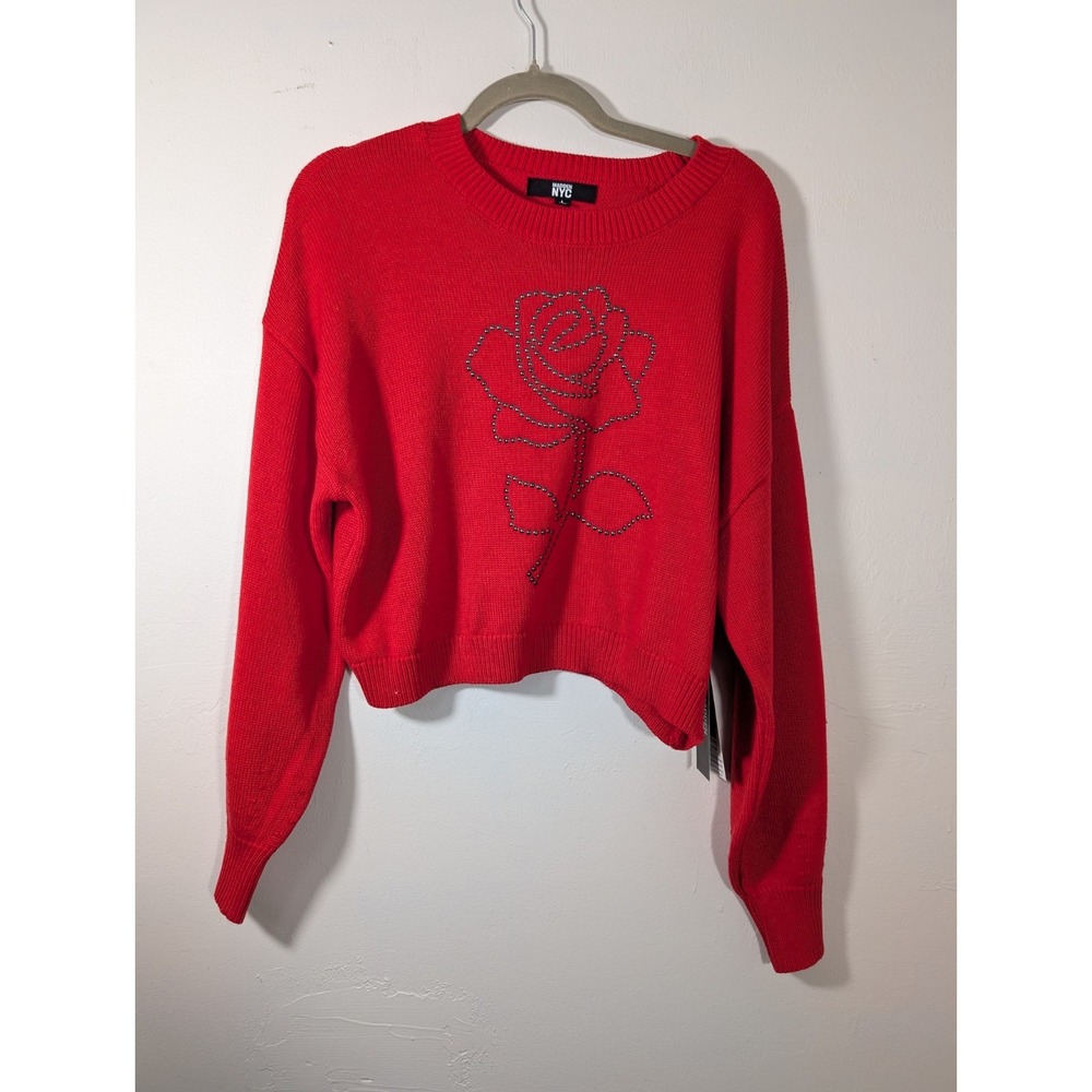 Madden NYC Women's Cropped Sweater, Midweight, Large New